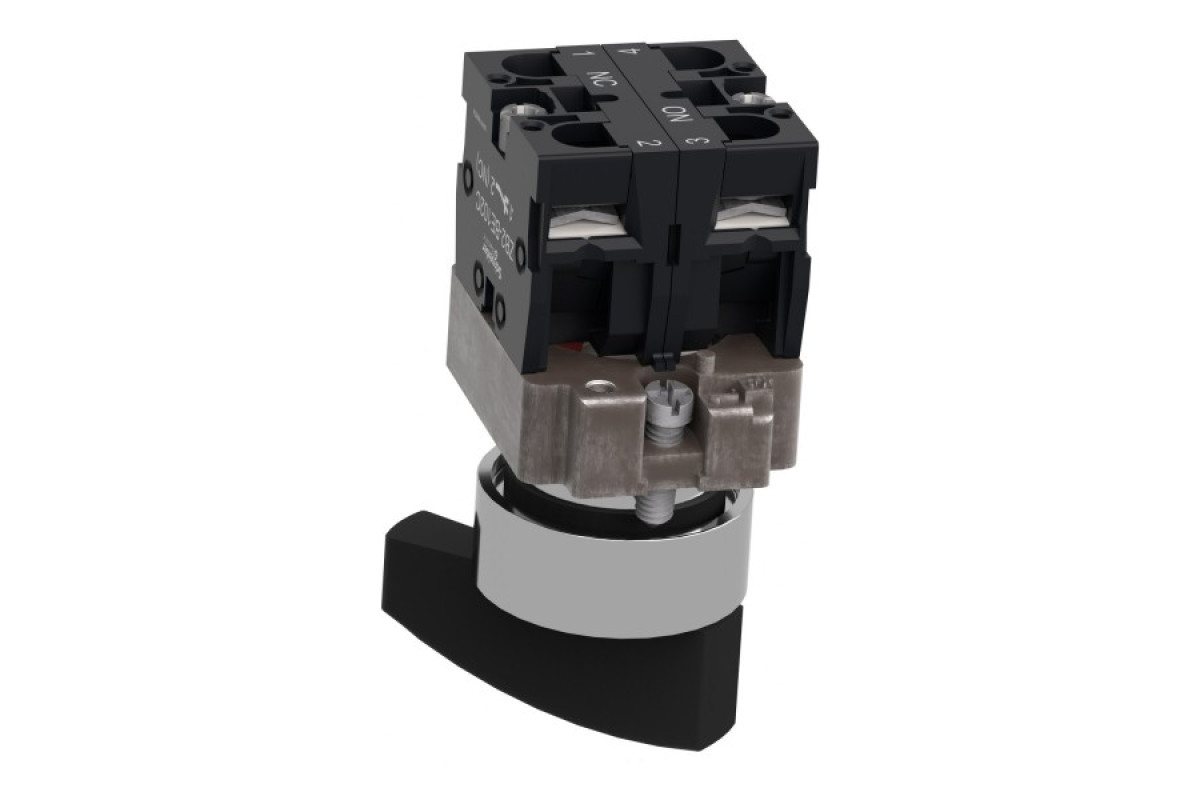 Перемикач, Easy Harmony XB2, метал, чорний, 22 мм, довга ручка, 2 положення, фіксація, 1NO+1NC (XB2BJ25C)