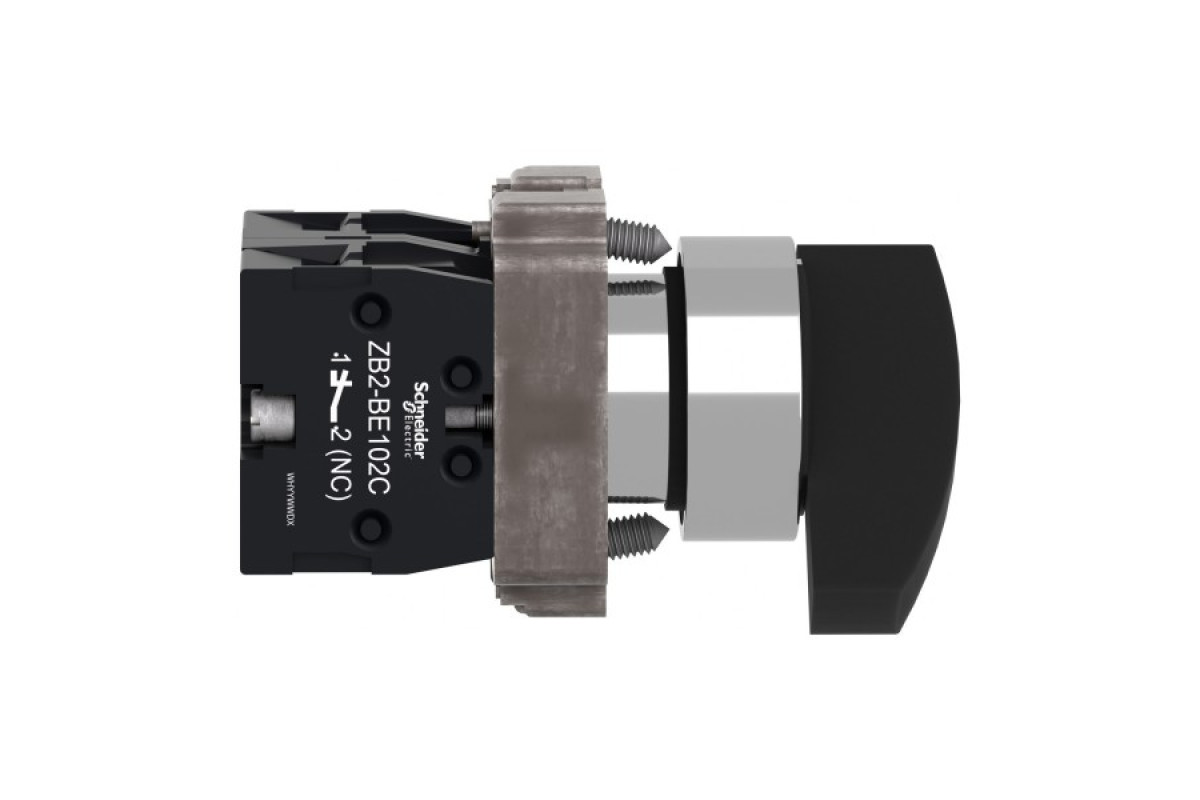 Перемикач, Easy Harmony XB2, метал, чорний, 22 мм, довга ручка, 2 положення, фіксація, 1NO+1NC (XB2BJ25C)