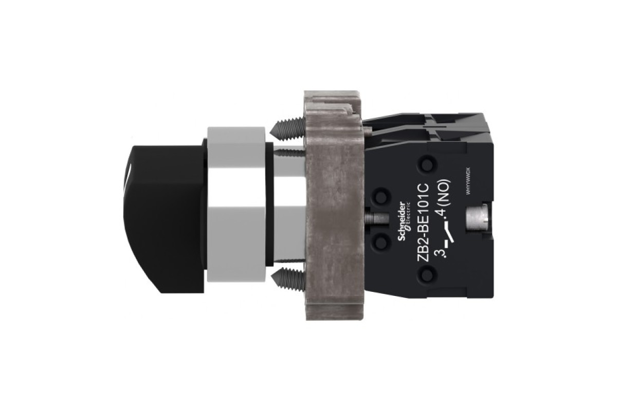 Перемикач, Easy Harmony XB2, метал, чорний, 22 мм, довга ручка, 2 положення, фіксація, 1NO+1NC (XB2BJ25C)