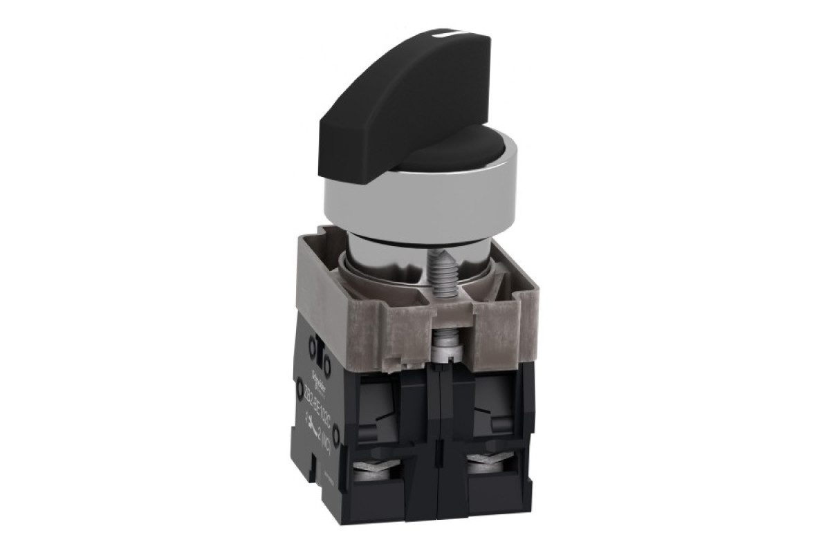 Перемикач, Easy Harmony XB2, метал, чорний, 22 мм, довга ручка, 2 положення, фіксація, 1NO+1NC (XB2BJ25C)