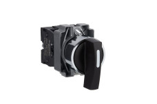 Перемикач, Easy Harmony XB2, метал, чорний, 22 мм, довга ручка, 3 положення, пружинне повернення в центр, 2NO (XB2BJ53C)