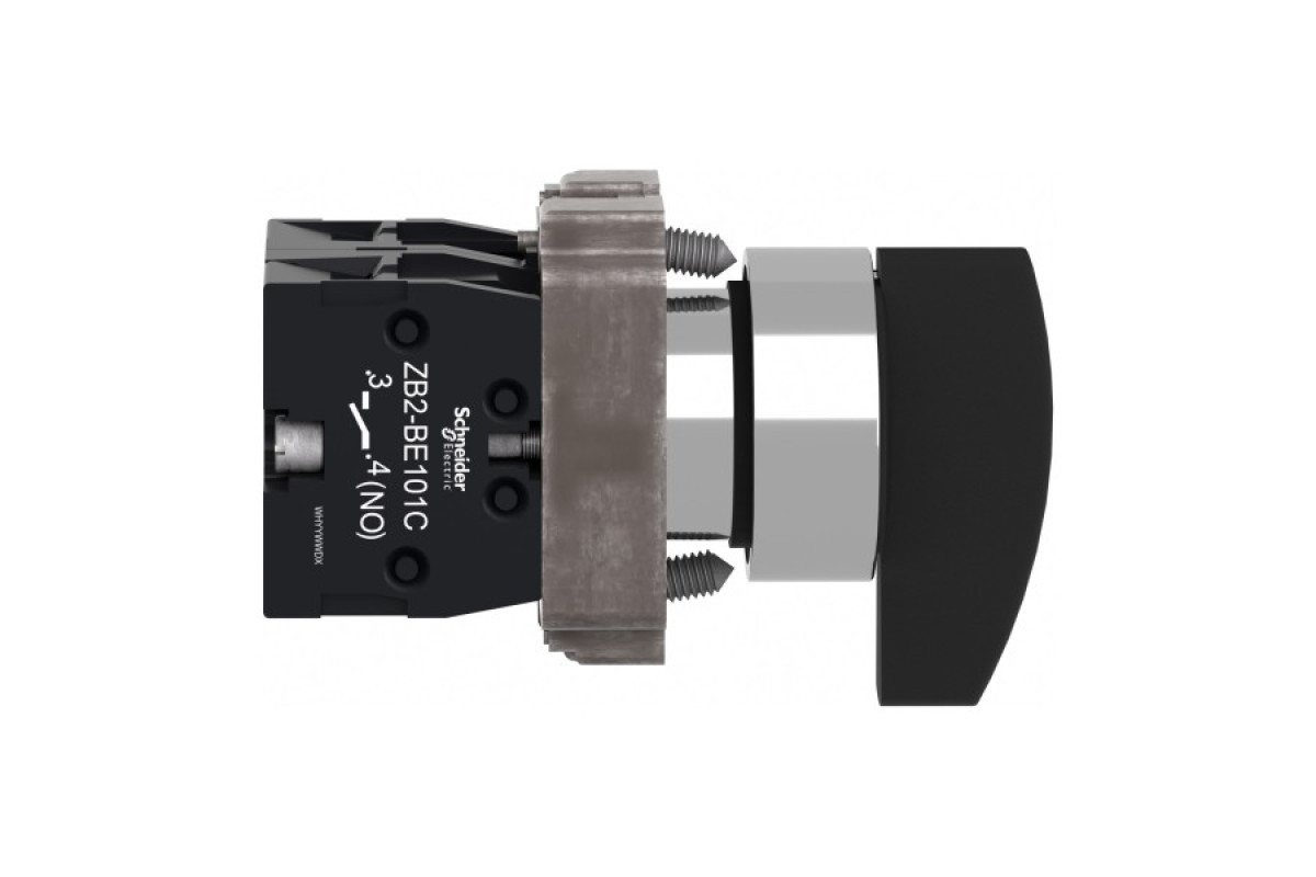 Перемикач, Easy Harmony XB2, метал, чорний, 22 мм, довга ручка, 3 положення, фіксація, 2NO (XB2BJ33C)