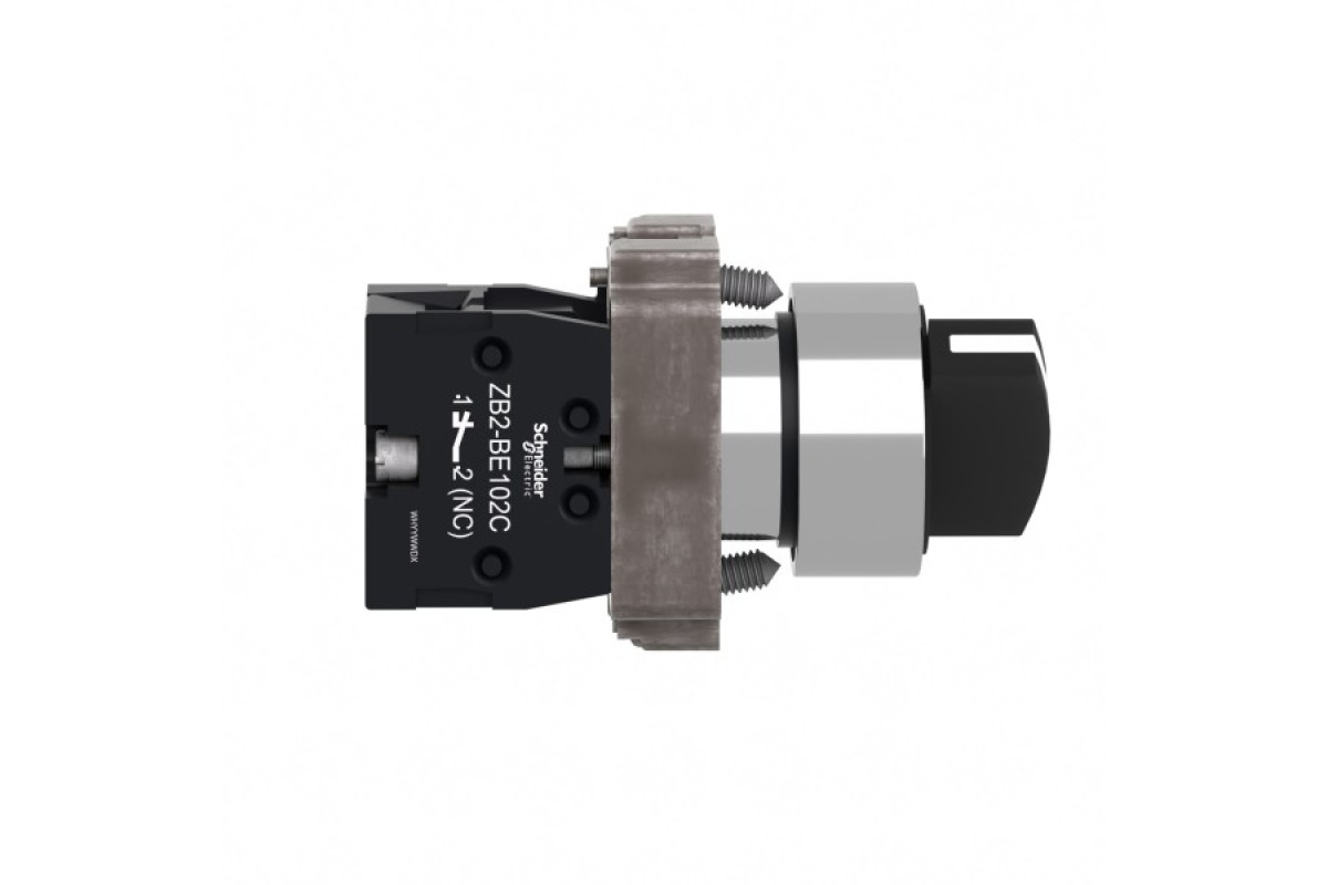 Перемикач, Easy Harmony XB2, металевий, чорний, 22 мм, 2 положення, з фіксацією, 1NO (XB2BD21C)