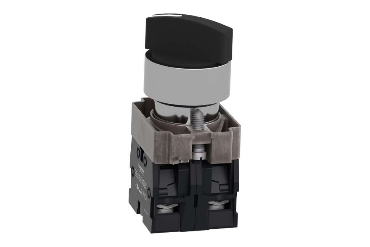 Перемикач, Easy Harmony XB2, металевий, чорний, 22 мм, 2 положення, з фіксацією, 1NO+1NC (XB2BD25C)