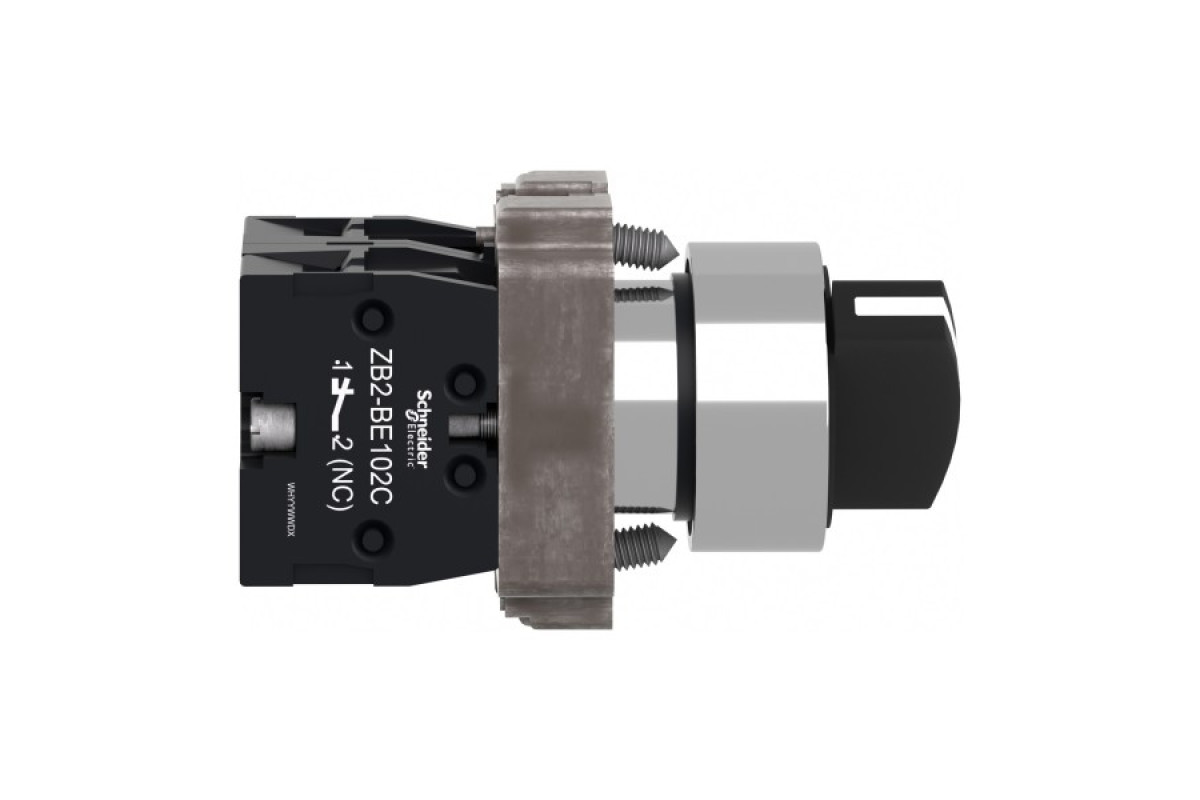 Перемикач, Easy Harmony XB2, металевий, чорний, 22 мм, 2 положення, з фіксацією, 1NO+1NC (XB2BD25C)