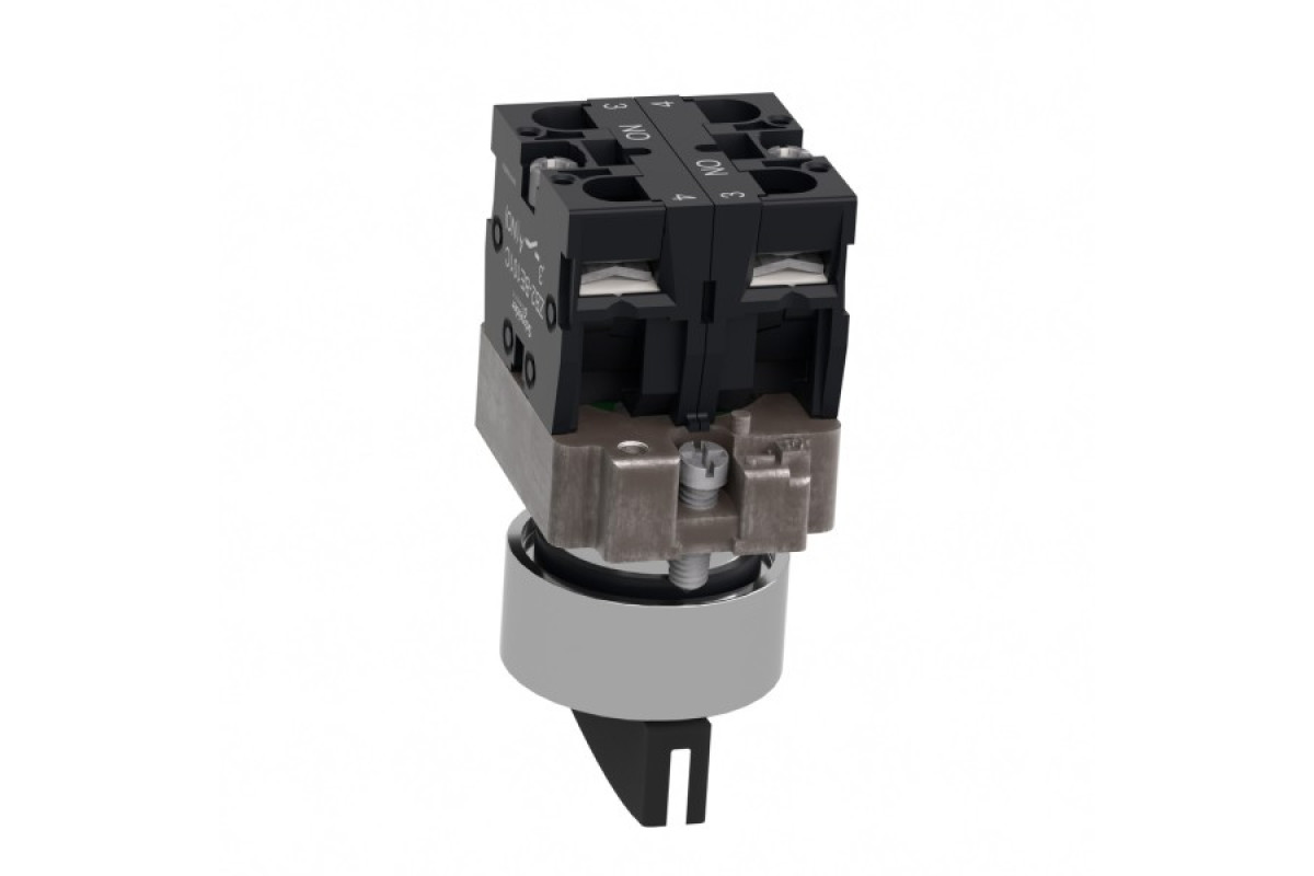 Перемикач, Easy Harmony XB2, металевий, чорний, 22 мм, 3 положення, з фіксацією, 2NO (XB2BD33C)