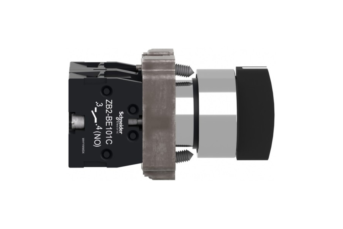 Перемикач, Easy Harmony XB2, металевий, чорний, 22 мм, 3 положення, з фіксацією, 2NO (XB2BD33C)