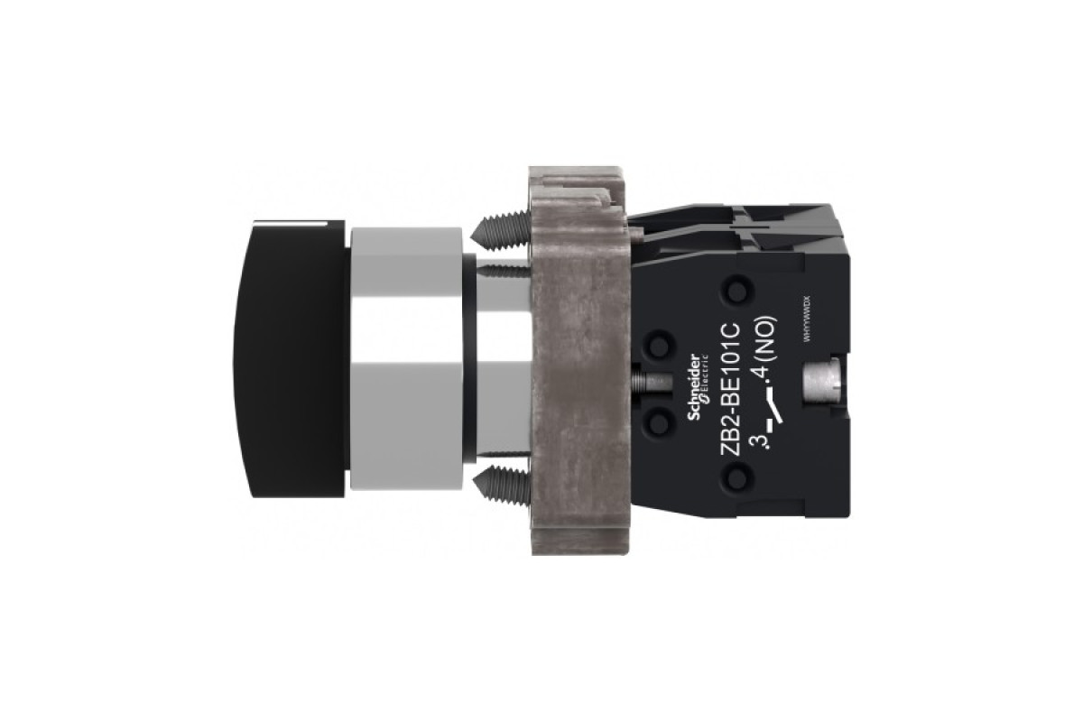 Перемикач, Easy Harmony XB2, металевий, чорний, 22 мм, 3 положення, з фіксацією, 2NO (XB2BD33C)