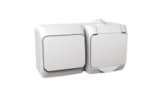 Набір розетка з заземленням+вимикач IP44 Cedar Plus, білий (WDE000500)