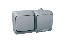 Набір розетка з заземленням+вимикач IP44 Cedar Plus, сірий (WDE000600)