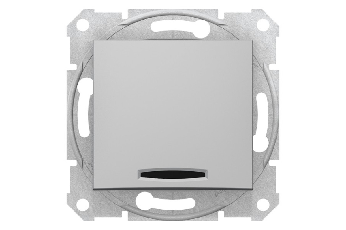 Одноклавішний вимикач з індикацією Sedna Scnheider Electric алюміній (SDN0400360)