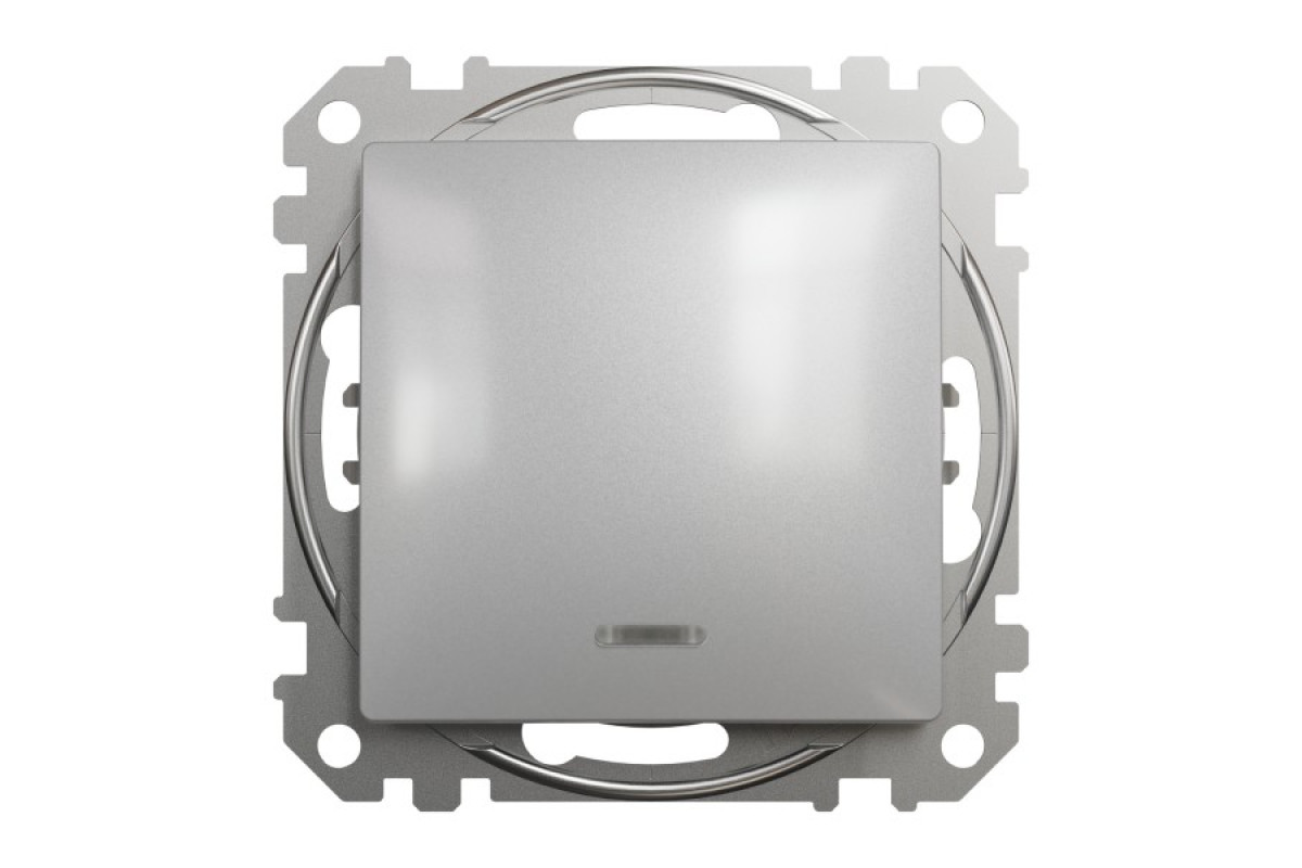 Одноклавішний вимикач з підсвіткою Алюміній Sedna Design (SDD113101L)