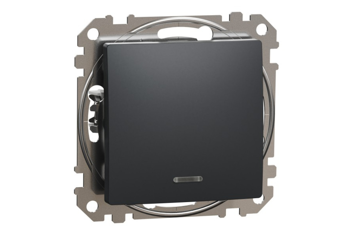 Одноклавішний вимикач з підсвіткою Чорний Sedna Design (SDD114101L)