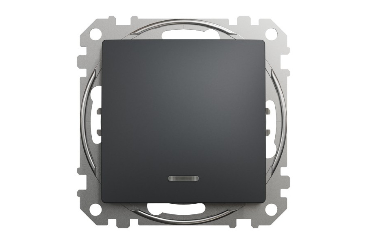 Одноклавішний вимикач з підсвіткою Чорний Sedna Design (SDD114101L)