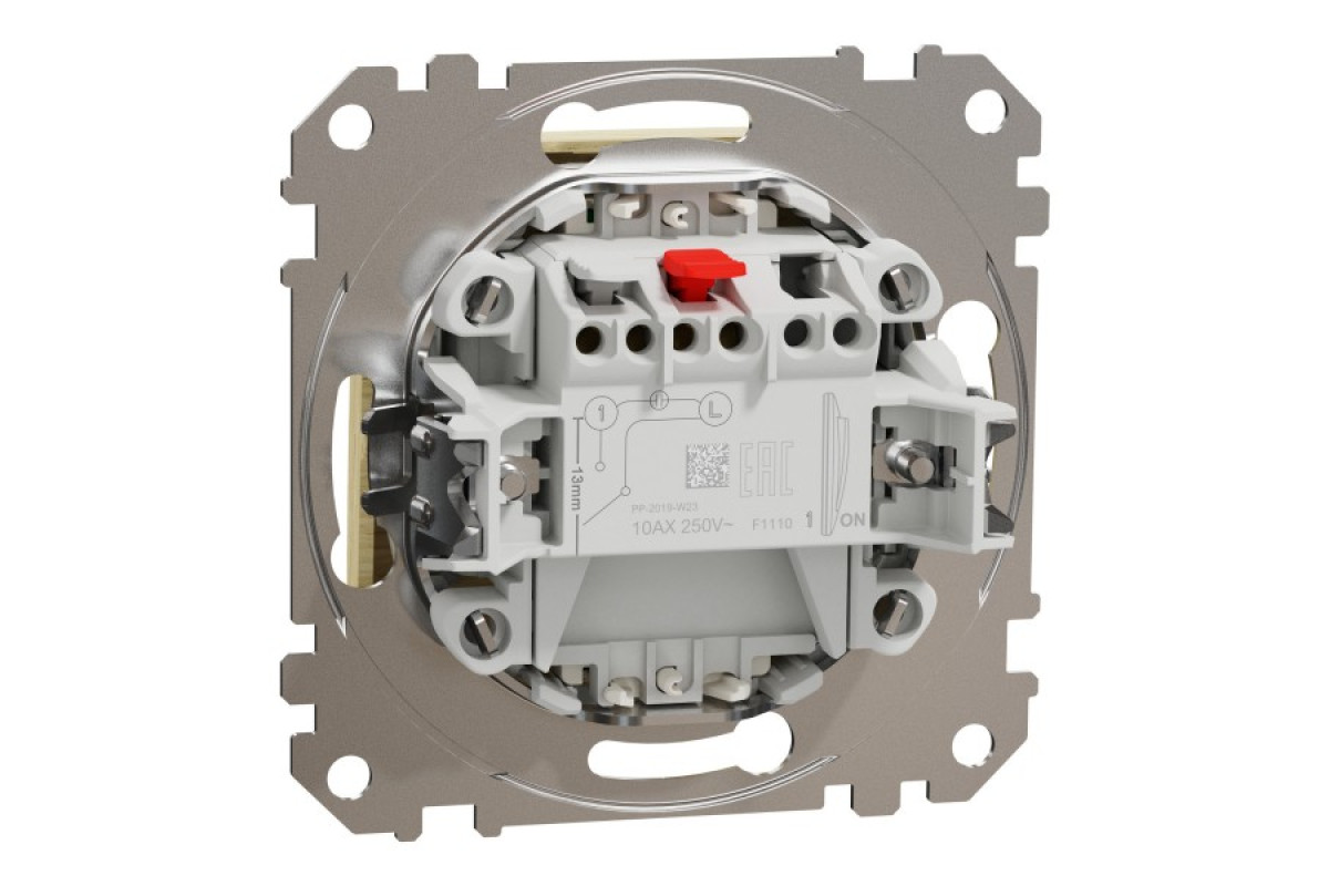 Одноклавішний вимикач з синьою LED підсвіткою 10 АХ Береза Sedna Elements (SDD180101L)