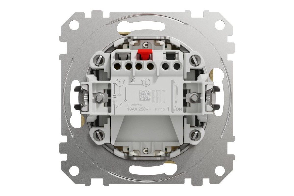 Одноклавішний вимикач з синьою LED підсвіткою 10 АХ Береза Sedna Elements (SDD180101L)