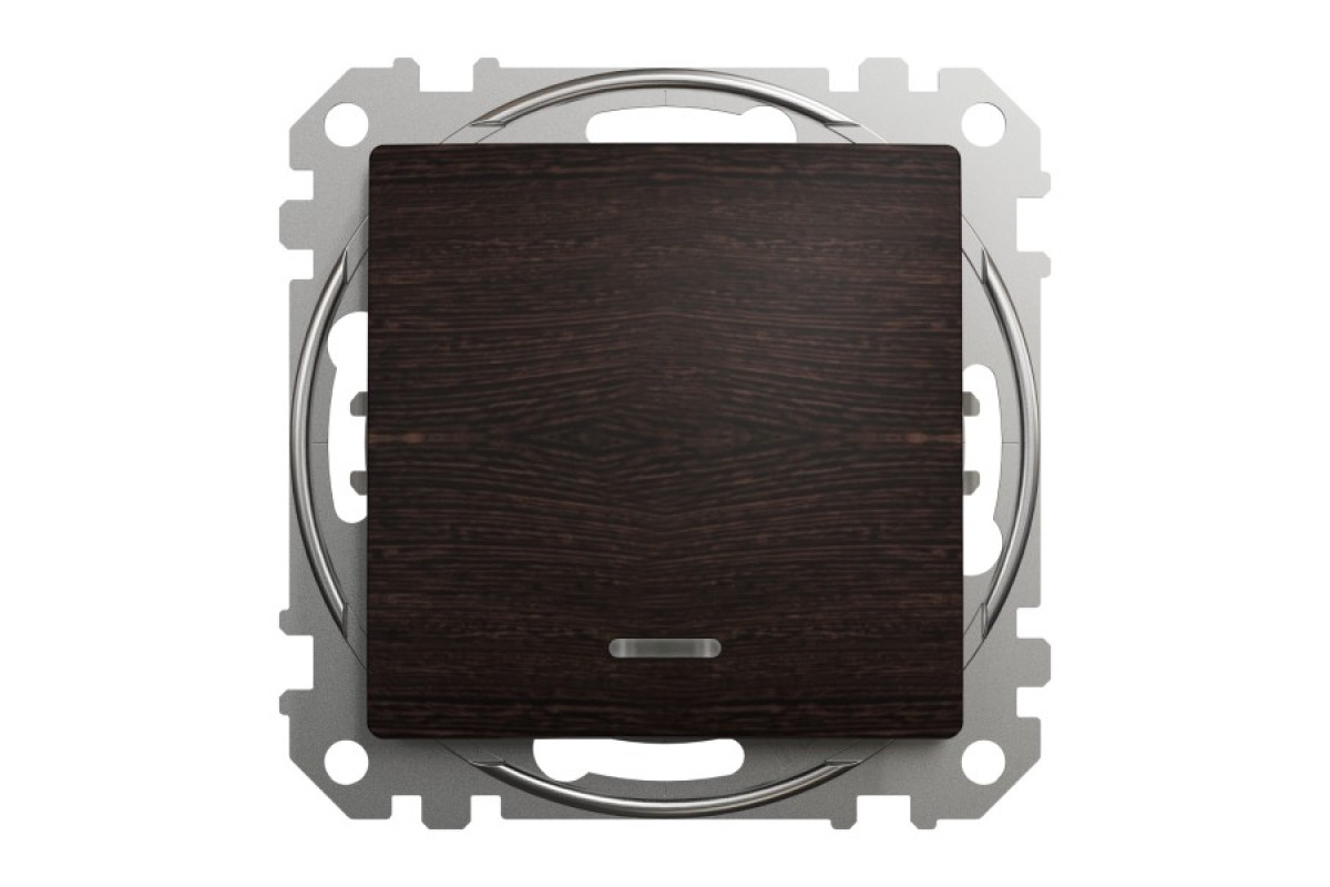 Одноклавішний вимикач з синьою LED підсвіткою 10 АХ Венге Sedna Elements (SDD181101L)