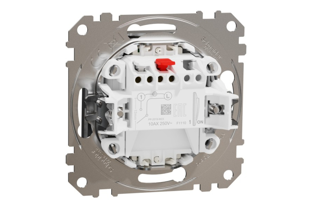 Одноклавішний вимикач з синьою LED підсвіткою 10 АХ Матовий Алюміній Sedna Elements (SDD170101L)