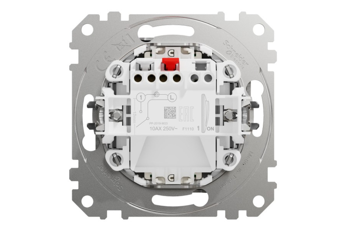 Одноклавішний вимикач з синьою LED підсвіткою 10 АХ Матовий Алюміній Sedna Elements (SDD170101L)