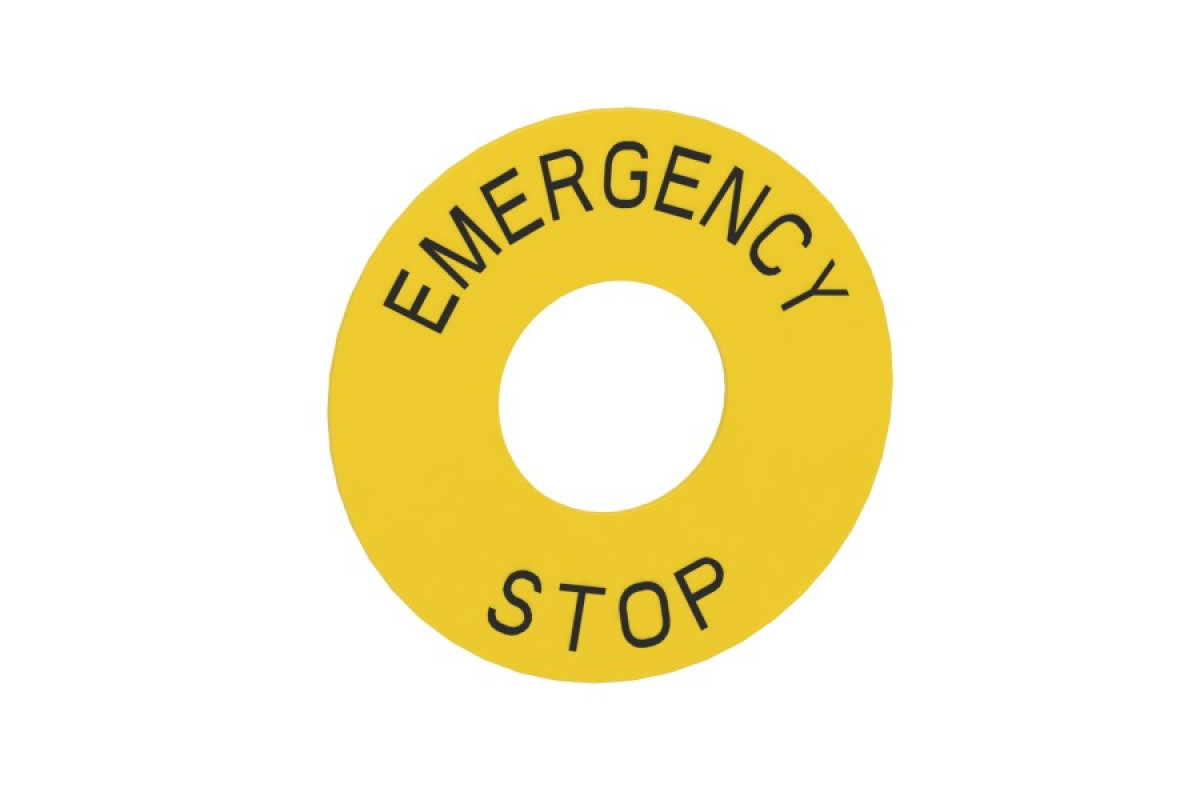 Табличка с надписью, Easy Harmony XB2, желтая, 60 мм, пластик, отметка ''EMERGENCY STOP'' (ZB2BY9330C)
