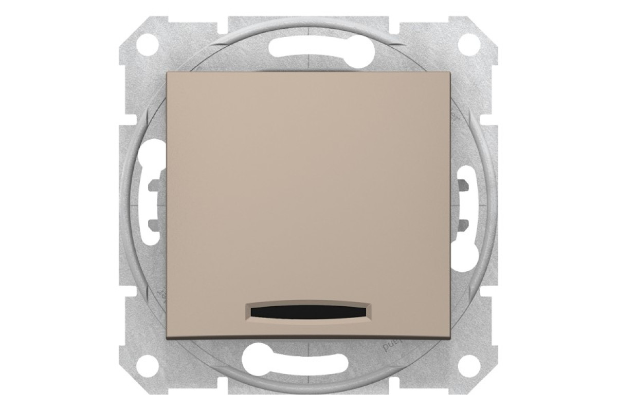 Одноклавішний вимикач з синьою підсвіткою Sedna Scnheider Electric титан (SDN1400168)