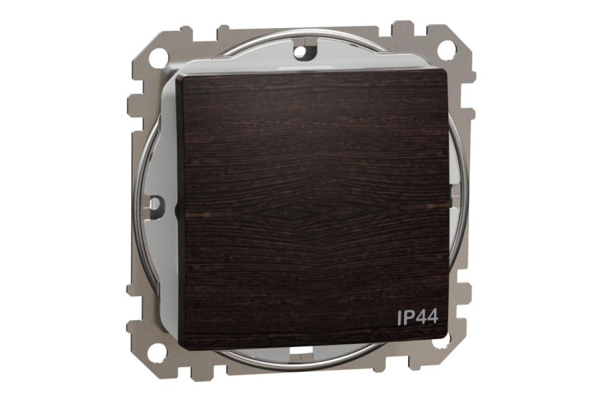 Одноклавішний вимикач, 10АX, IP44, венге, Sedna Design & Elements (SDD281101)