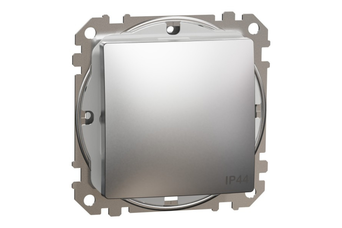 Одноклавішний вимикач, 10АX, IP44, матовий алюміній, Sedna Design & Elements (SDD270101)