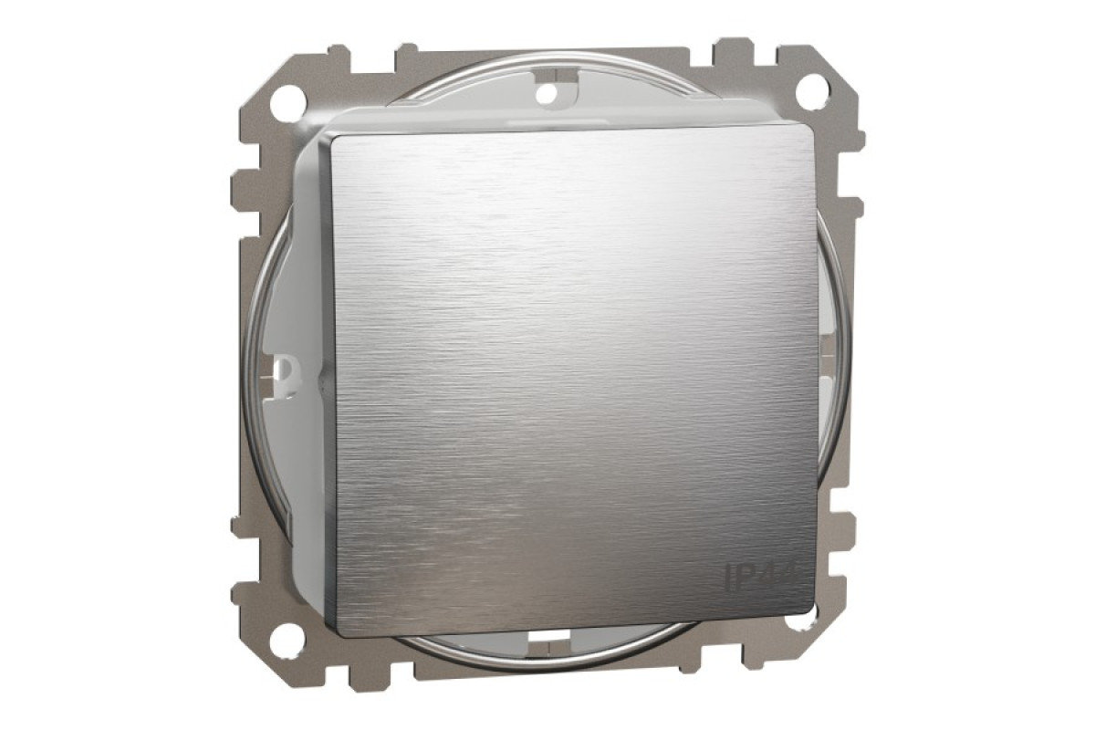 Одноклавішний перемикач 10 АХ, IP44, Матовий Алюміній Sedna Elements (SDD270106)