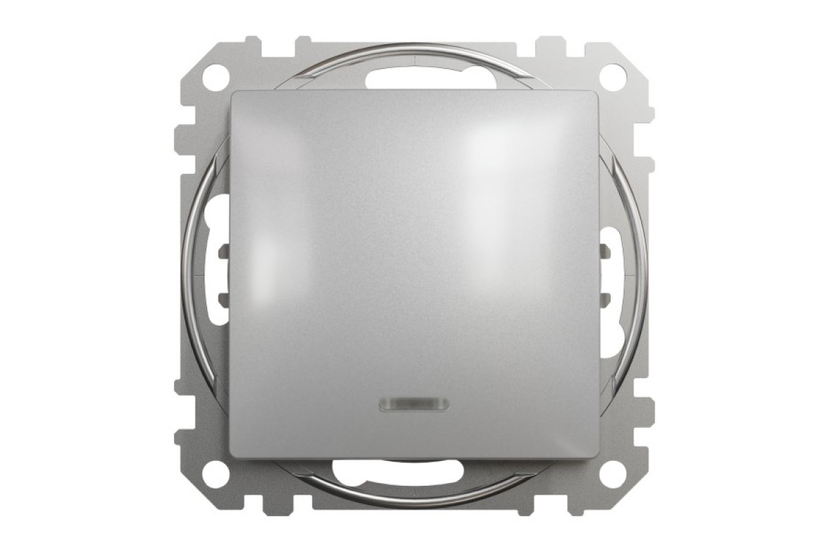 Одноклавішний перемикач з підсвіткою Алюміній Sedna Design (SDD113106L)