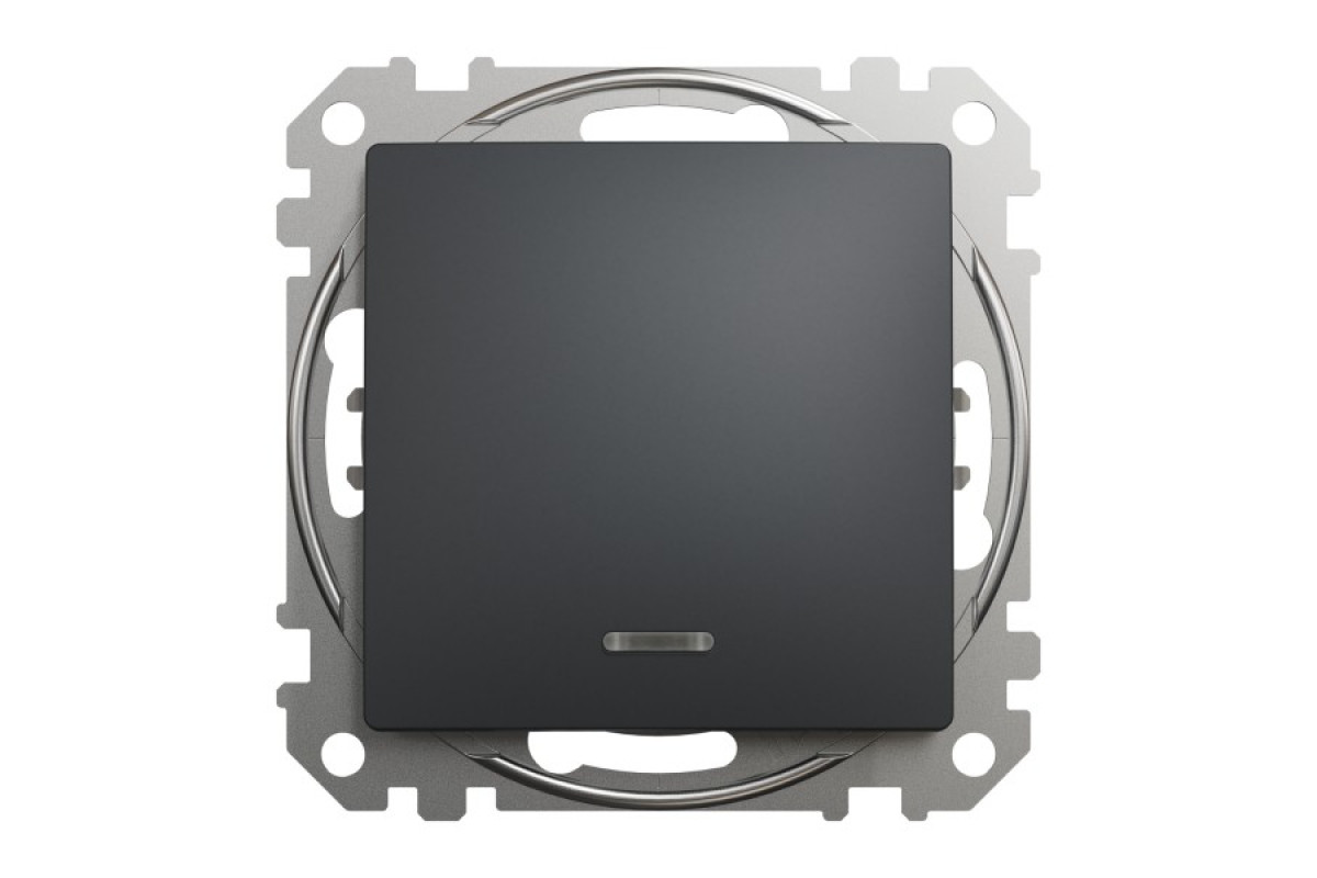 Одноклавішний перемикач з підсвіткою Чорний Sedna Design (SDD114106L)