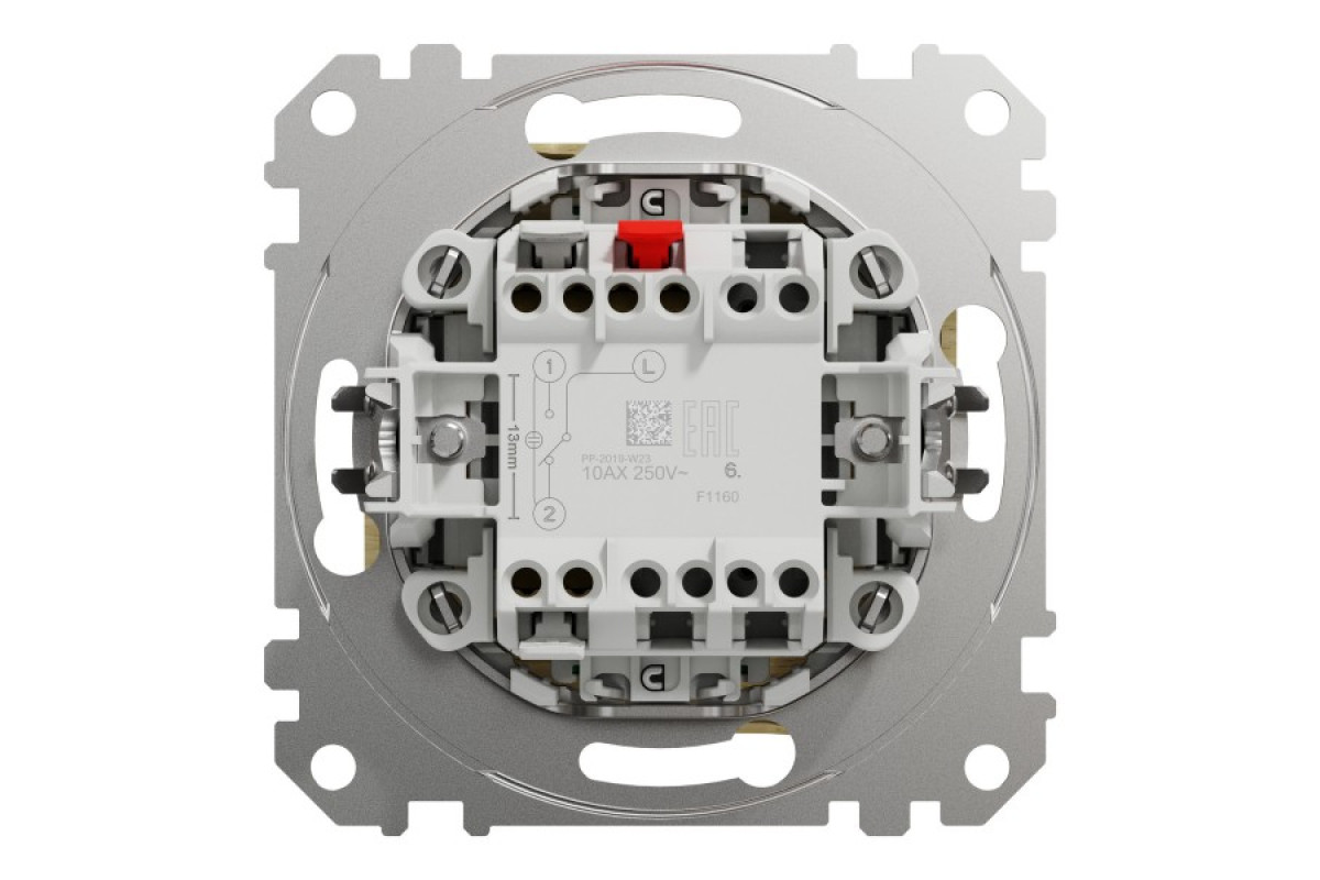 Одноклавішний перемикач з синьою LED підсвіткою 10 АХ Береза Sedna Elements (SDD180106L)