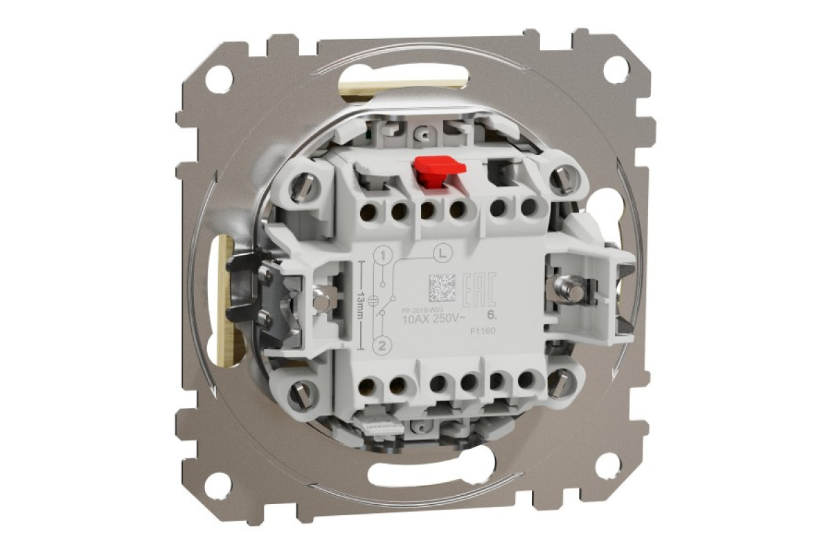 Одноклавішний перемикач з синьою LED підсвіткою 10 АХ Береза Sedna Elements (SDD180106L)