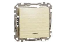 Одноклавішний перемикач з синьою LED підсвіткою 10 АХ Береза Sedna Elements (SDD180106L)