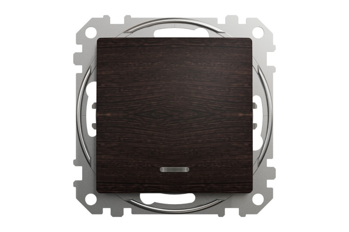 Одноклавішний перемикач з синьою LED підсвіткою 10 АХ Венге Sedna Elements (SDD181106L)
