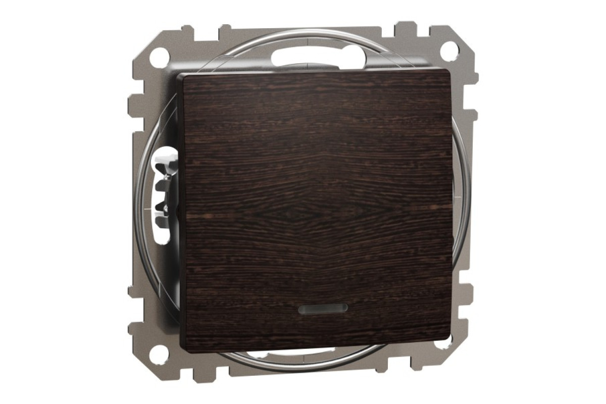 Одноклавішний перемикач з синьою LED підсвіткою 10 АХ Венге Sedna Elements (SDD181106L)