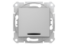 Одноклавішний перемикач з синьою підсвіткою Sedna Scnheider Electric алюміній (SDN1500160)