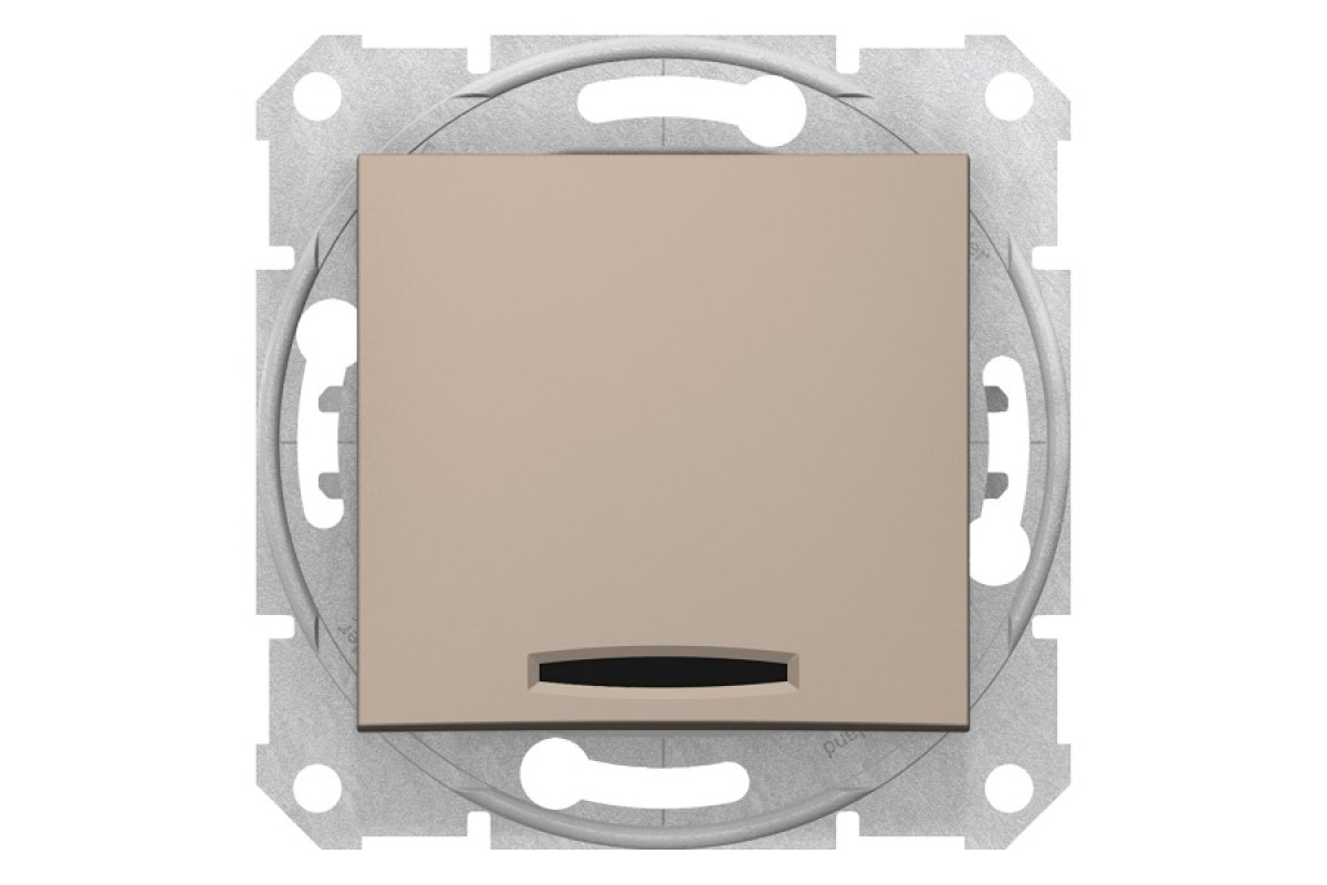 Одноклавішний перемикач з синьою підсвіткою Sedna Scnheider Electric титан (SDN1500168)