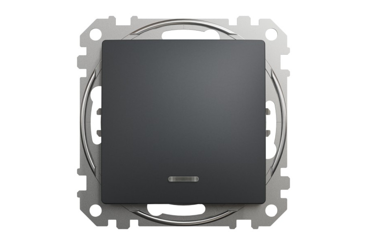 Одноклавишный перекрестный переключатель с подсветкой Sedna Design, черный (SDD114107L)