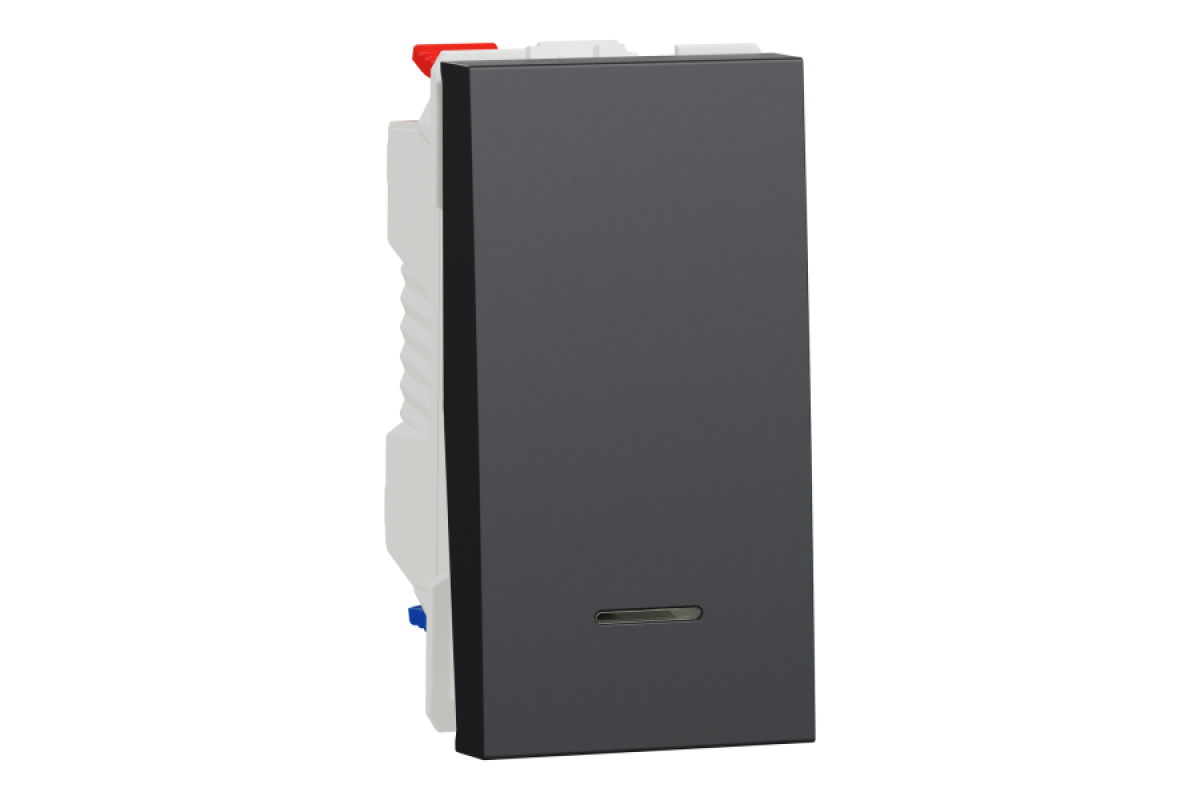 Перемикач 1-клавішний з нейтраллю 10А, 1 модуль антрацит (NU310354S)