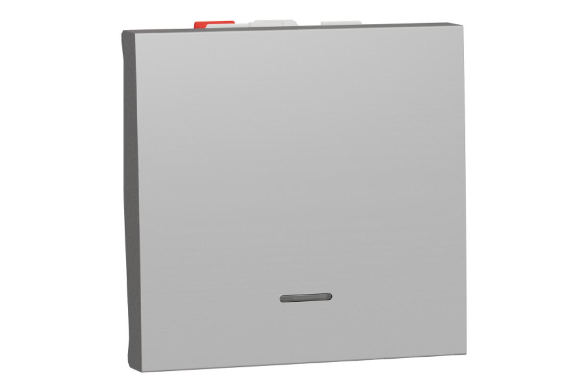 Перемикач 1-клавішний з нейтраллю 10А, 2 модулі алюміній (NU320330S)