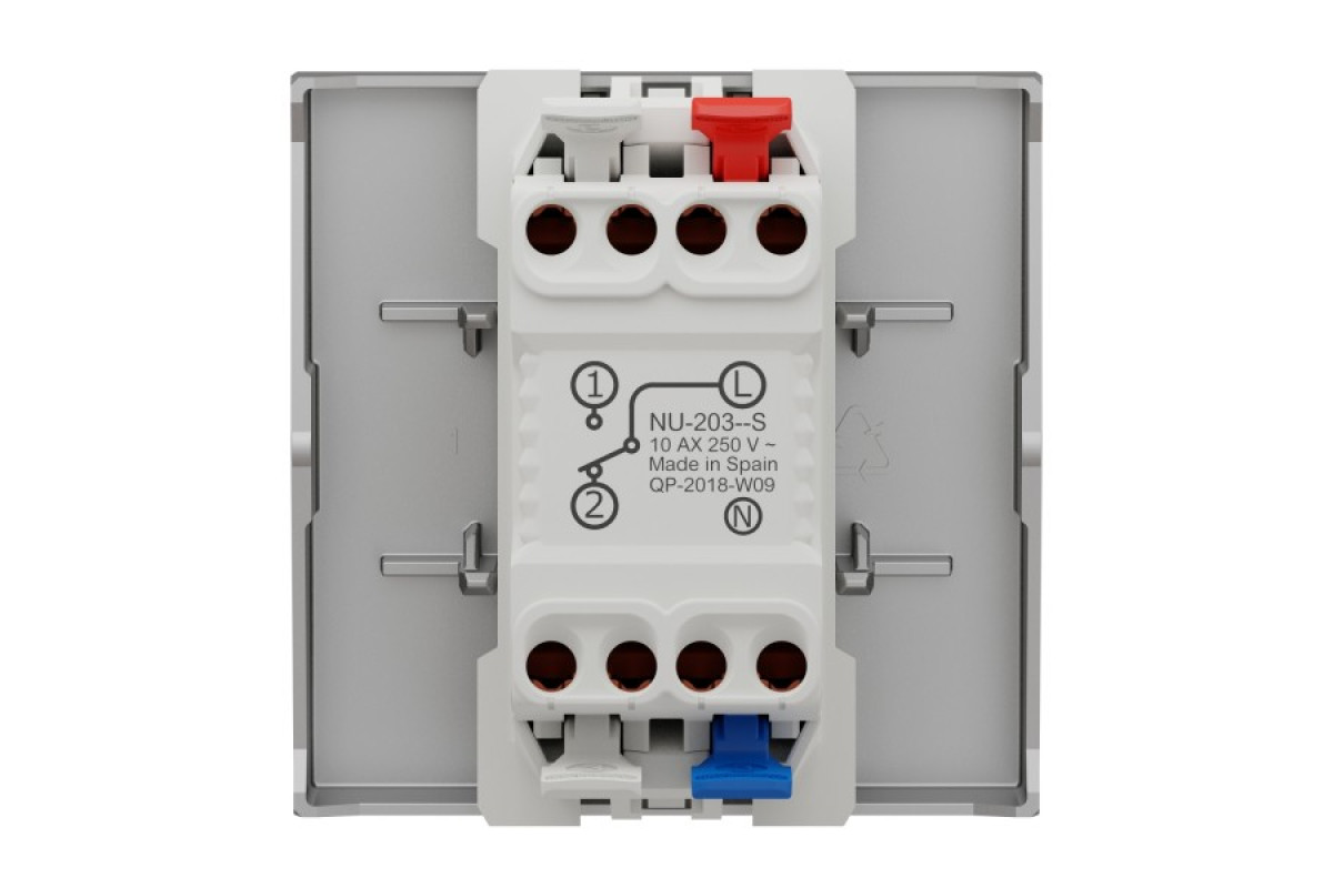 Перемикач 1-клавішний з нейтраллю 10А, 2 модулі алюміній (NU320330S)