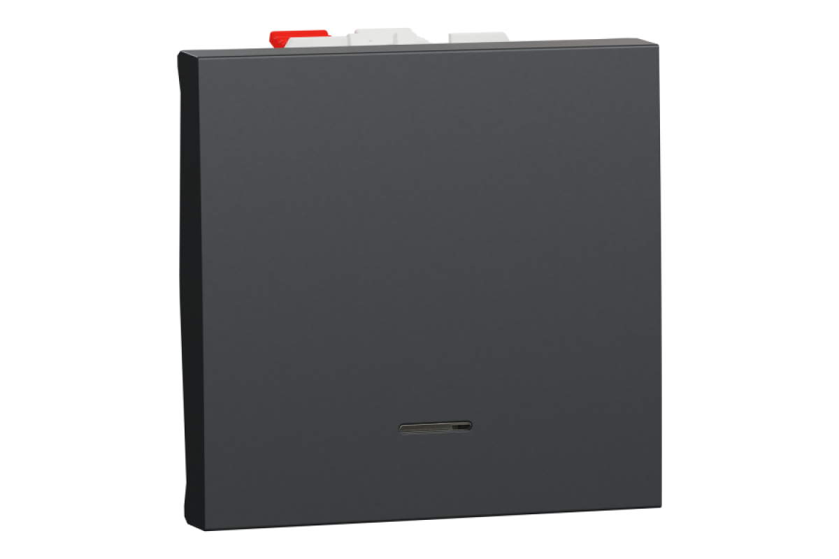 Перемикач 1-клавішний з нейтраллю 10А, 2 модулі антрацит (NU320354S)