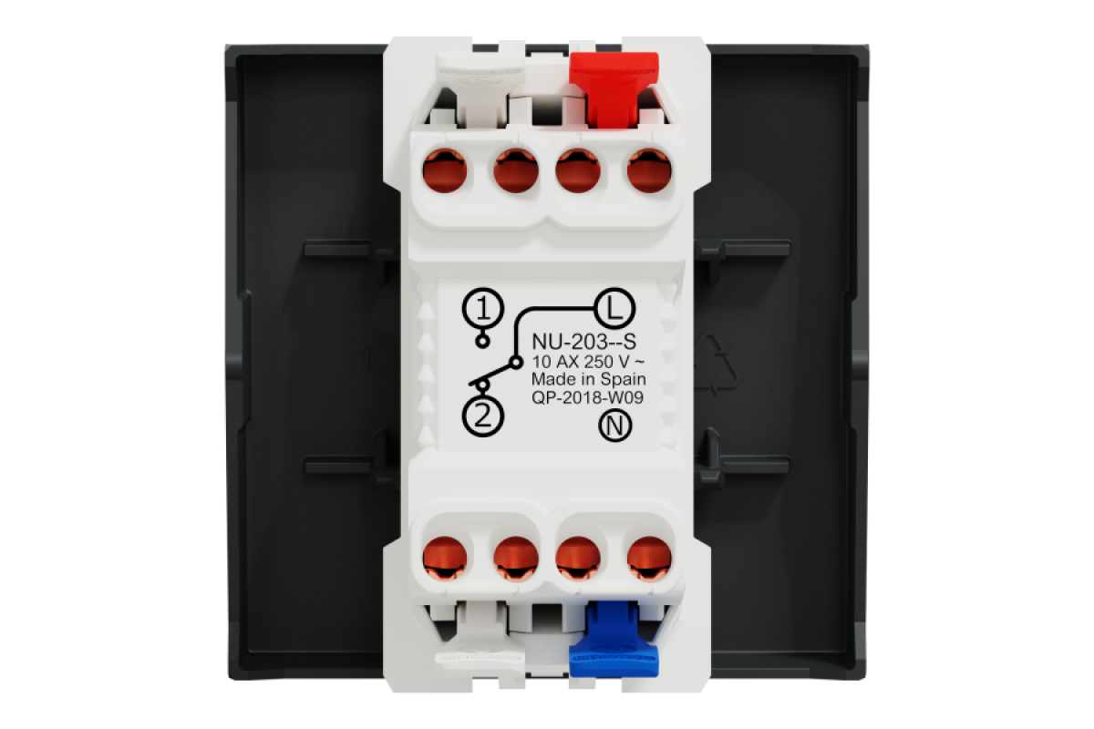 Перемикач 1-клавішний з нейтраллю 10А, 2 модулі антрацит (NU320354S)