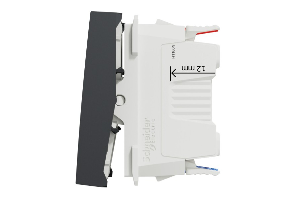 Перемикач 1-клавішний з нейтраллю 10А, 2 модулі антрацит (NU320354S)