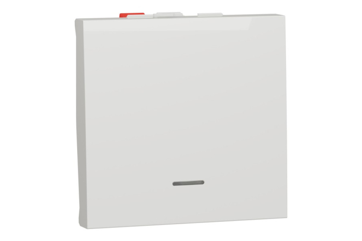 Перемикач 1-клавішний з нейтраллю 10А, 2 модулі білий (NU320318S)