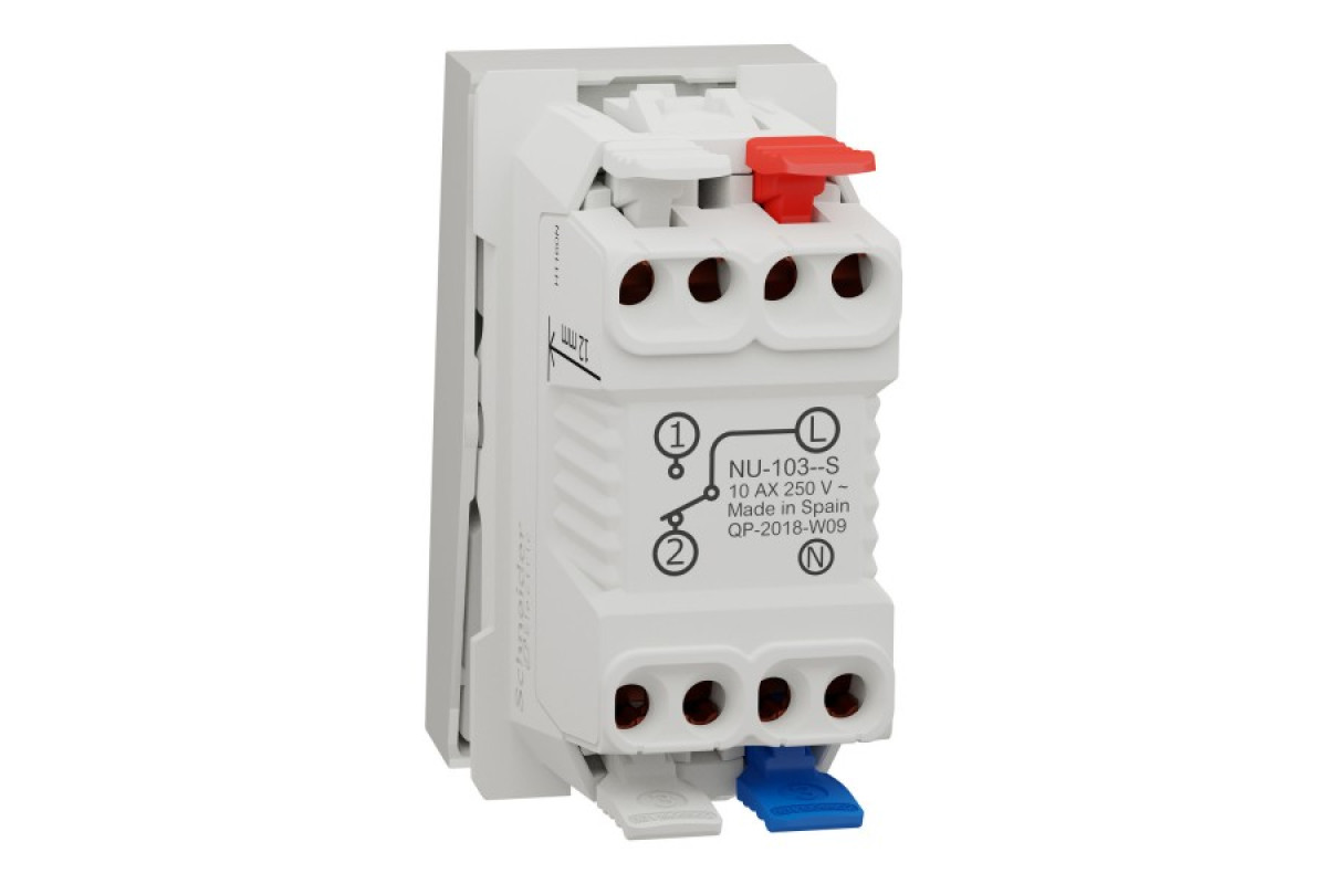 Перемикач 1-клавішний з нейтраллю, 10А, 1 модуль білий (NU310318S)