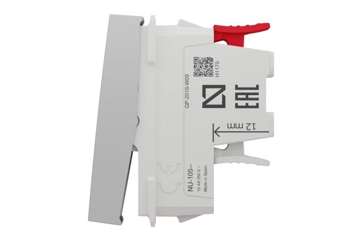 Перемикач 1-клавішний перехресний схема 7, 10А, 1 модуль алюміній (NU310530)