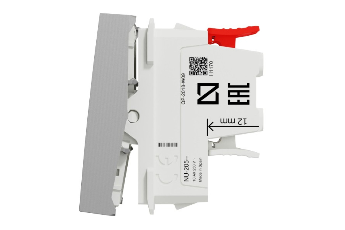 Перемикач 1-клавішний перехресний схема 7, 10А, 2 модулі алюміній (NU320530)