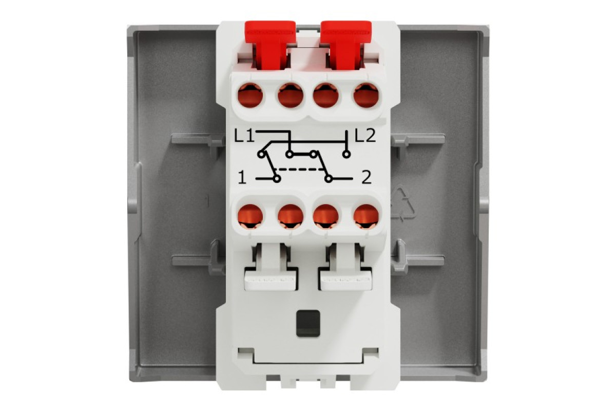 Перемикач 1-клавішний перехресний схема 7, 10А, 2 модулі алюміній (NU320530)