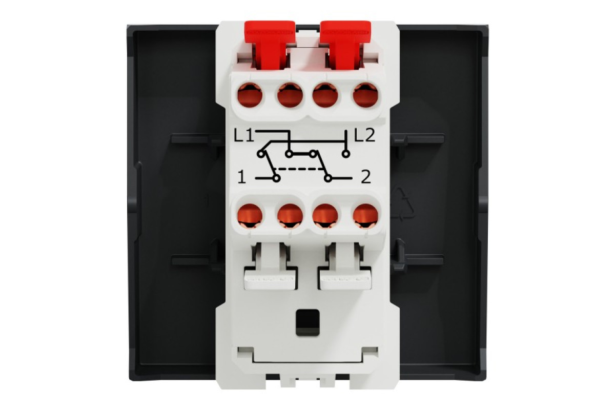 Перемикач 1-клавішний перехресний схема 7, 10А, 2 модулі антрацит (NU320554)